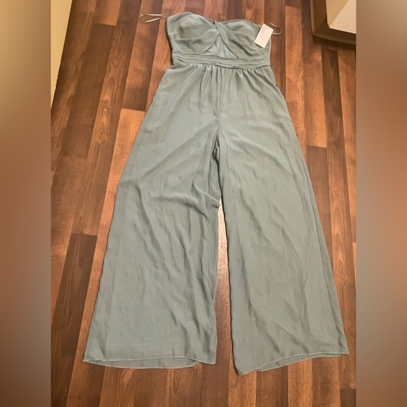 Birdy Grey Green Jumpsuit Wide-Leg High-Waisted - Picture 14 of 14